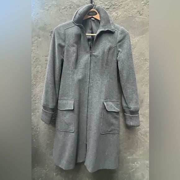 H&M SLEEK 3/4 LENGTH ZIP UP WOOL COAT SZ L - Picture 9 of 13